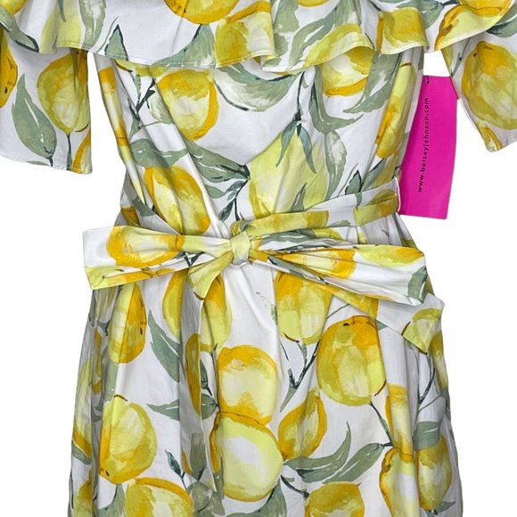 Betsey Johnson 14 off the shoulder lemon print dress - Picture 3 of 10